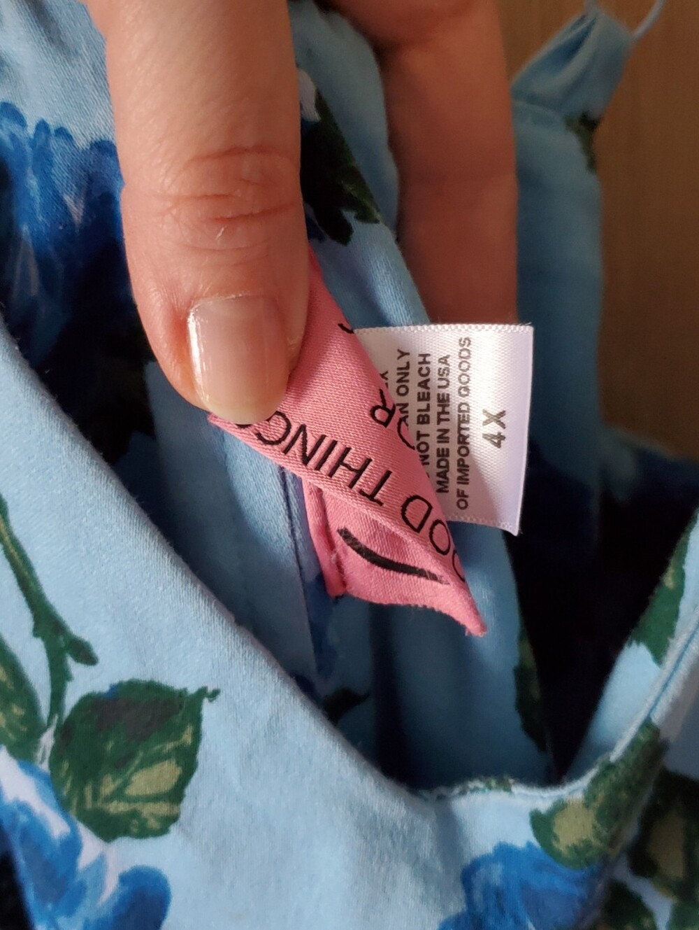 Vixen by Micheline Pitt Sweetheart Swing Dress in Blue Roses, Size 4X - Picture 5 of 12